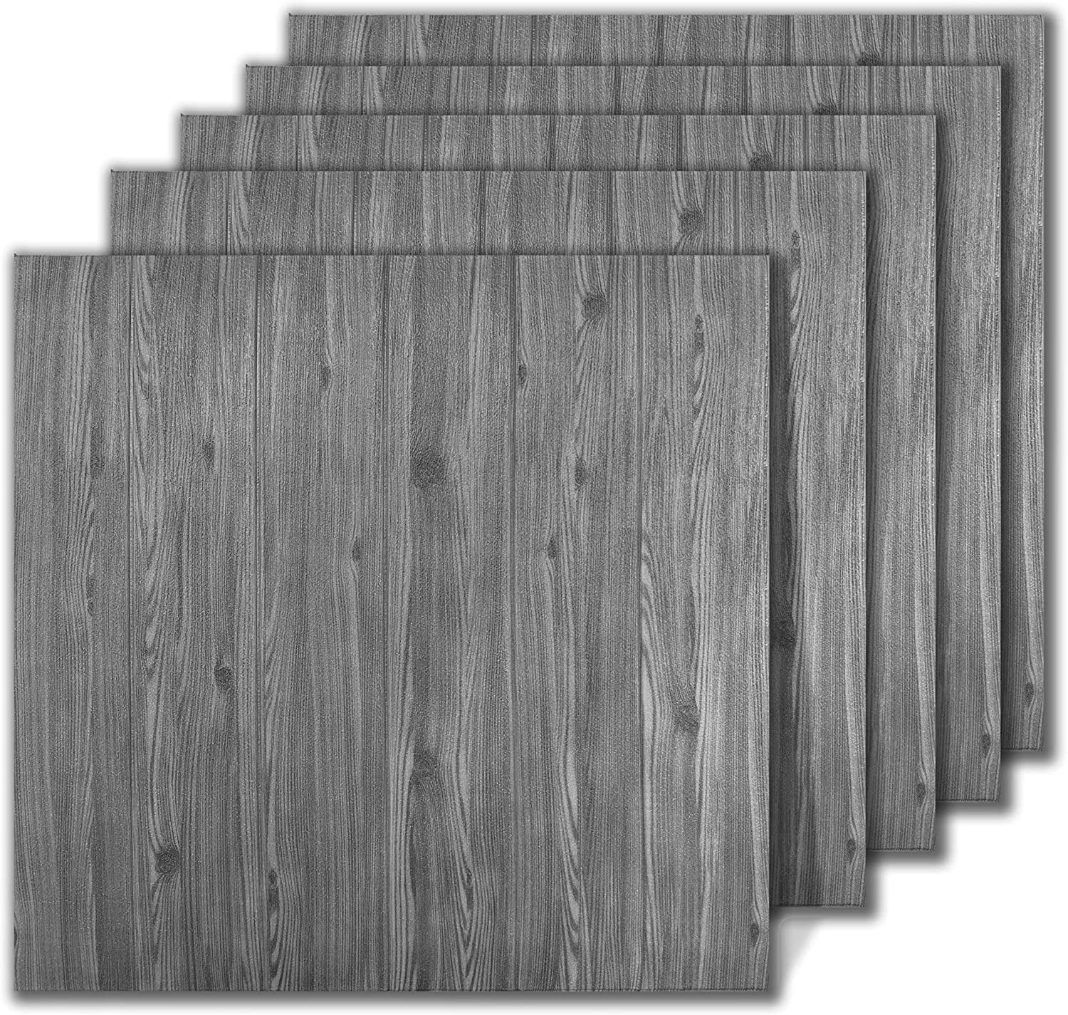 Smart Profile – 3D Wall Panels Peel and Stick Gray Ash Self-Adhesive Thin 3D Wallpaper 5 Pack(26.5 sq ft) PVC Wall Panel for Interior Wall Decor for Home and Office Size (27.2 x 27.6)inches