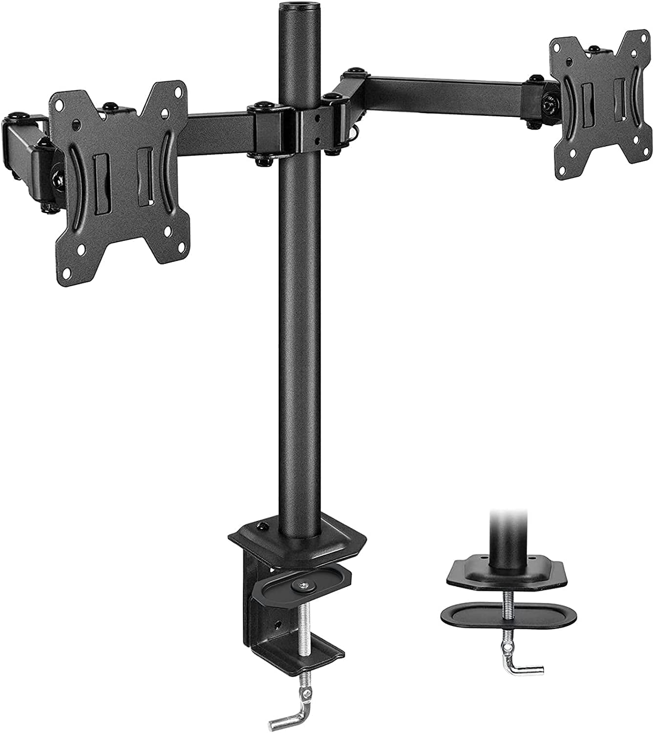 Black Fit 2/Two LCD PC Screens up to 27 Inch EleTab Dual Monitor Arm Mount 8KG Heavy Duty Double Monitor Stand Desk Mount Fully Adjustable VESA Dimensions: 75x75-100x100mm 