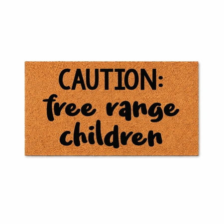 Caution Free Range Children Doormat, Funny Welcome Entryway Door Mat, Indoor Outdoor Front Porch Rug (36x60 inches) WoodByStu 5711