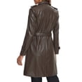 thumbnail image 3 of INSPIRE CHIC Faux Leather Long Jacket for Women's Lapel Slim Fit Long Sleeve Zip Coats, 3 of 6