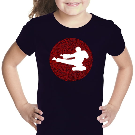 LA Pop Art Girl's Word Art T-shirt - Types of Martial Arts