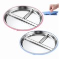 thumbnail image 3 of 2PCS Stainless Steel Kids Plates 9 Inch Toddler Divided Plates with Removable Silicone Sleeves 4 Suction Cups, 3 of 7