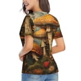 thumbnail image 3 of Honeii Vintage Cloud Mushroom Print Women's Classic V-Neck T-Shirt,Womens Fashion Tops,Stylish Everyday Top for Women, Casual Summer Spring Outfits Clothes-Small, 3 of 5