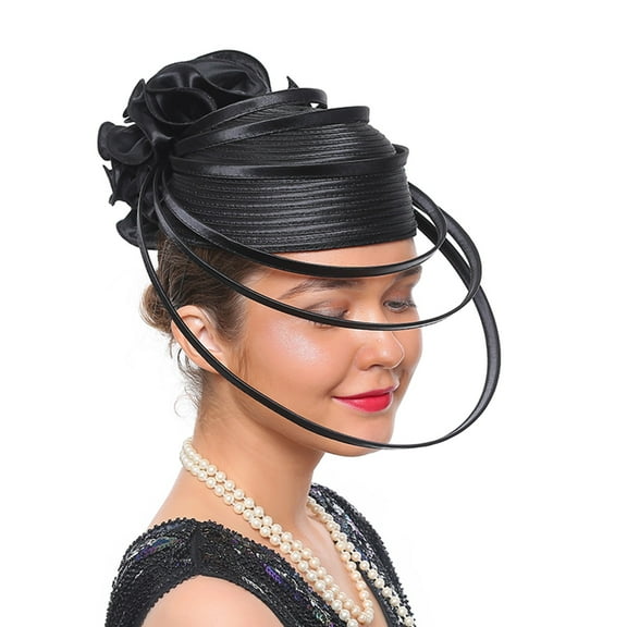 Rigardu hair accessories for women Tea Party Fascinator Kentuckys Derbys Hat Fascinator Pillbox Hat Headband For Cocktail hair bands for women's hair Black   One size
