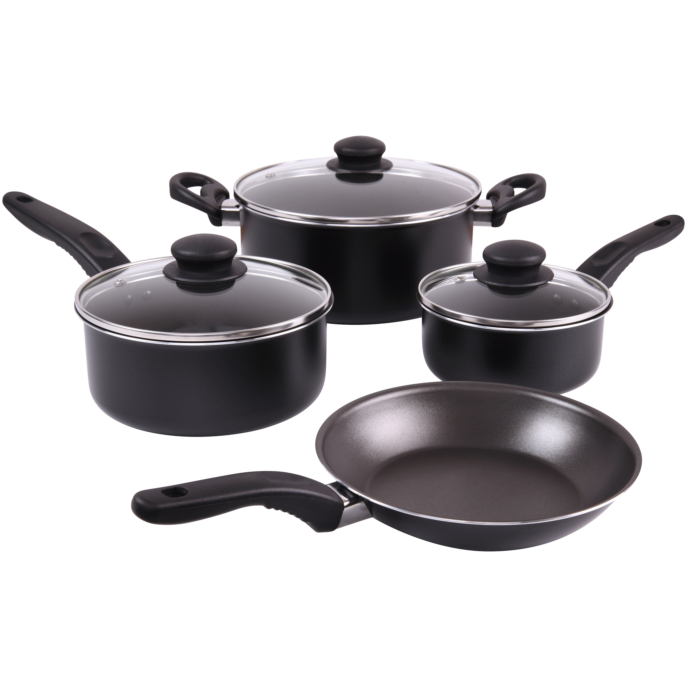Mainstays 7-Piece Nonstick Aluminum Cookware Set, Black photo 1