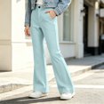 thumbnail image 5 of BXJX Girls Flare Pants, Side Pockets Zip-Button Fall Fashion Kids Casual Trousers Mint Green Size 5-6 T, 5 of 6