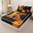 thumbnail image 2 of Castle Fairy Orange Basketball Initial K Zipper Twin Comforter Sets with Fitted Sheet and 2 Pillowcases, Abstract Watercolor Splash Zipper Bedding Set, Black Orange,4-Piece,Black Reversible, 2 of 6