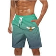 thumbnail image 1 of LOVZFMLL Men's Swim Trunks Holiday Beach Board Shorts Gradient Color Swimwear Bathing Suit Quick Dry with Pockets Mint Green XXL, 1 of 5