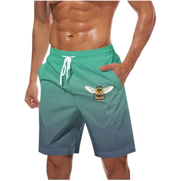Pantalones Cortos Casuales para Hombre Imprimir con Bolsillos Pantalones de Playa de Cintura Elástica, Pantalones Cortos de Cintura Elástica para Hombre