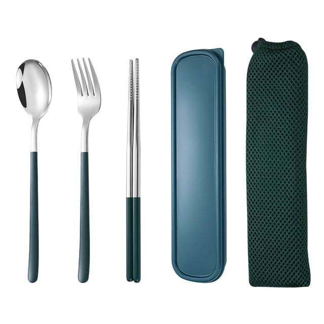 Nvzi 5pcs Cutlery Set Stainless Steel Flatware , Food-Grade Serving Cutlery Set Tableware Eating Utensils Set,Silvery Green