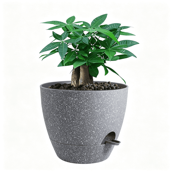NORIZF 12 Inch Large Self Watering Pots,Plastic Planters with 60Oz Removable Deep Reservoir and Multi Mesh Drainage Holes for Indoor Outdoor Garden Plants and Flowers,Grey Speckles