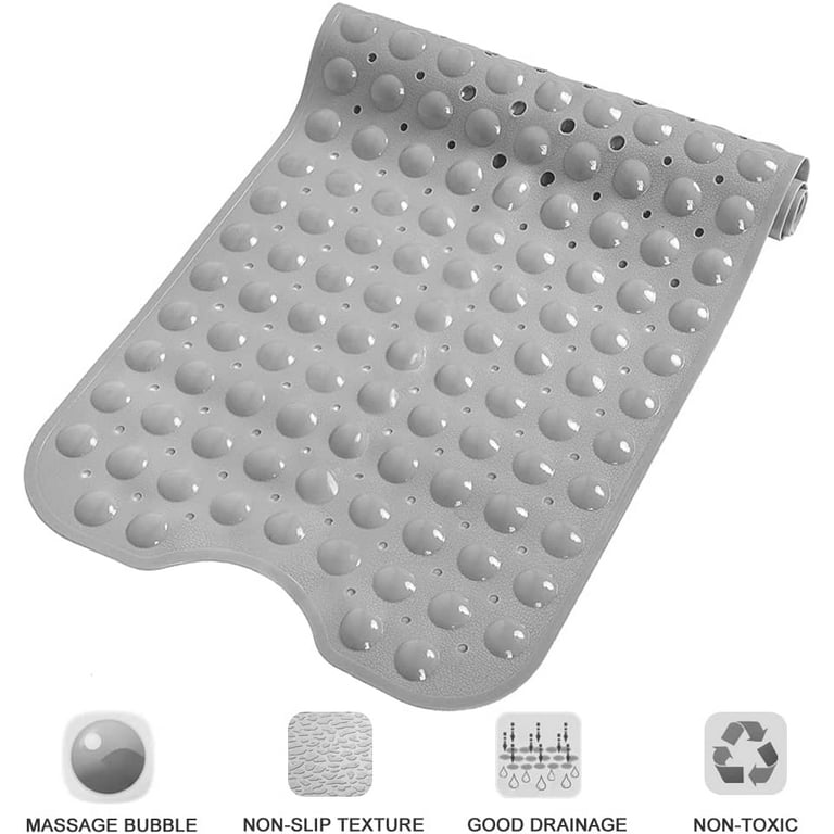Aoibox 39.4 in. x 15.8 in. Non-Slip Shower Mat in Transparent White BPA-Free Massage Anti-Bacterial with Suction Cups Washable