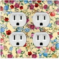 thumbnail image 1 of Metal Light Switch Plate Outlet Cover Colorful Floral Garden Wallpaper Yellow ROS039, 1 of 13