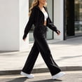 thumbnail image 6 of Zormilly Velour Tracksuit Womens Zip Up Cropped Hoodie Elastic Waist Drawstring Pants 2 Piece Outfits for Work Outdoor Sport, S-XL, 6 of 8