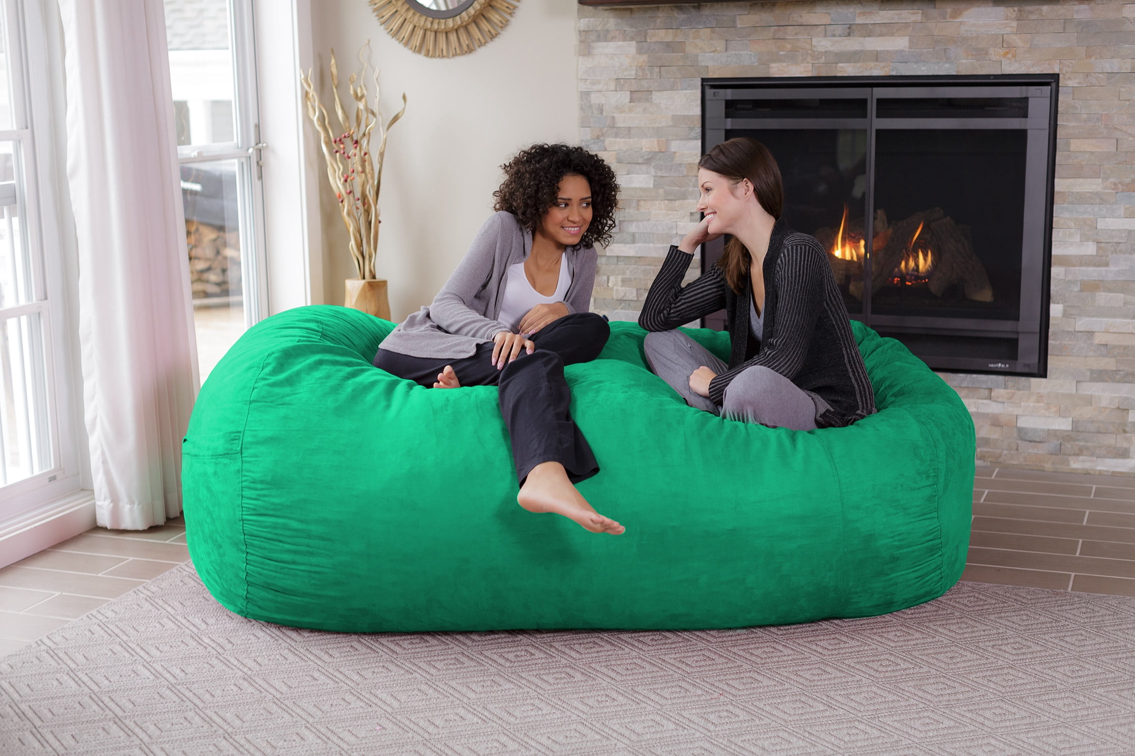 Chill Sack Bean Bag Chair, Memory Foam Lounger with Microsuede Cover, Kids, Adults, 7.5 ft, Tide Pool