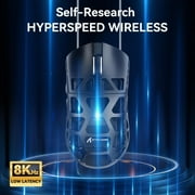 ATTACK SHARK R3 Wireless 8K MouseMagnesium Alloy Mouse, 46g SUPERLIGHT Mouse, PixArt PAW3395 Gaming Sensor, BT/2.4G/Wired Gaming Mouse, Adjustable DPI 26000, Office Mice for Win11/Xbox/PS/Mac -Black