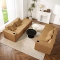 thumbnail image 6 of 133" Cloud Couch, Brown Boneless Sectional Sofa for Living Room, 6-Seater U-Shaped Sofa, Corduroy Deep Seat with 2 Ottomans and Cup Holders, No Assembly, 6 of 15