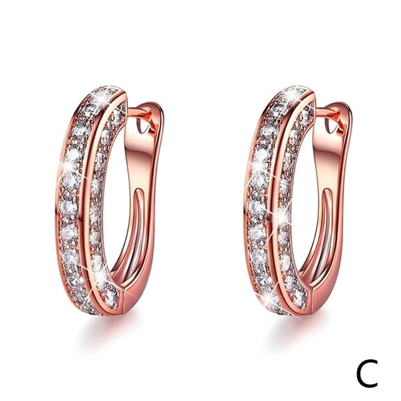 DESIGNICE 1 pair Rose Gold, Gold Hoop Earrings For Women Cubic Zirconia Jewelry