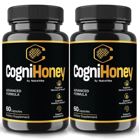 (2 Pack) CogniHoney Pills – Daily Formula with a Natural Blend to Help Maintain Focus, Memory & Concentration | Clean, Gentle, Easy-to-Swallow Capsules for Everyday Sharpness (120 Capsules)