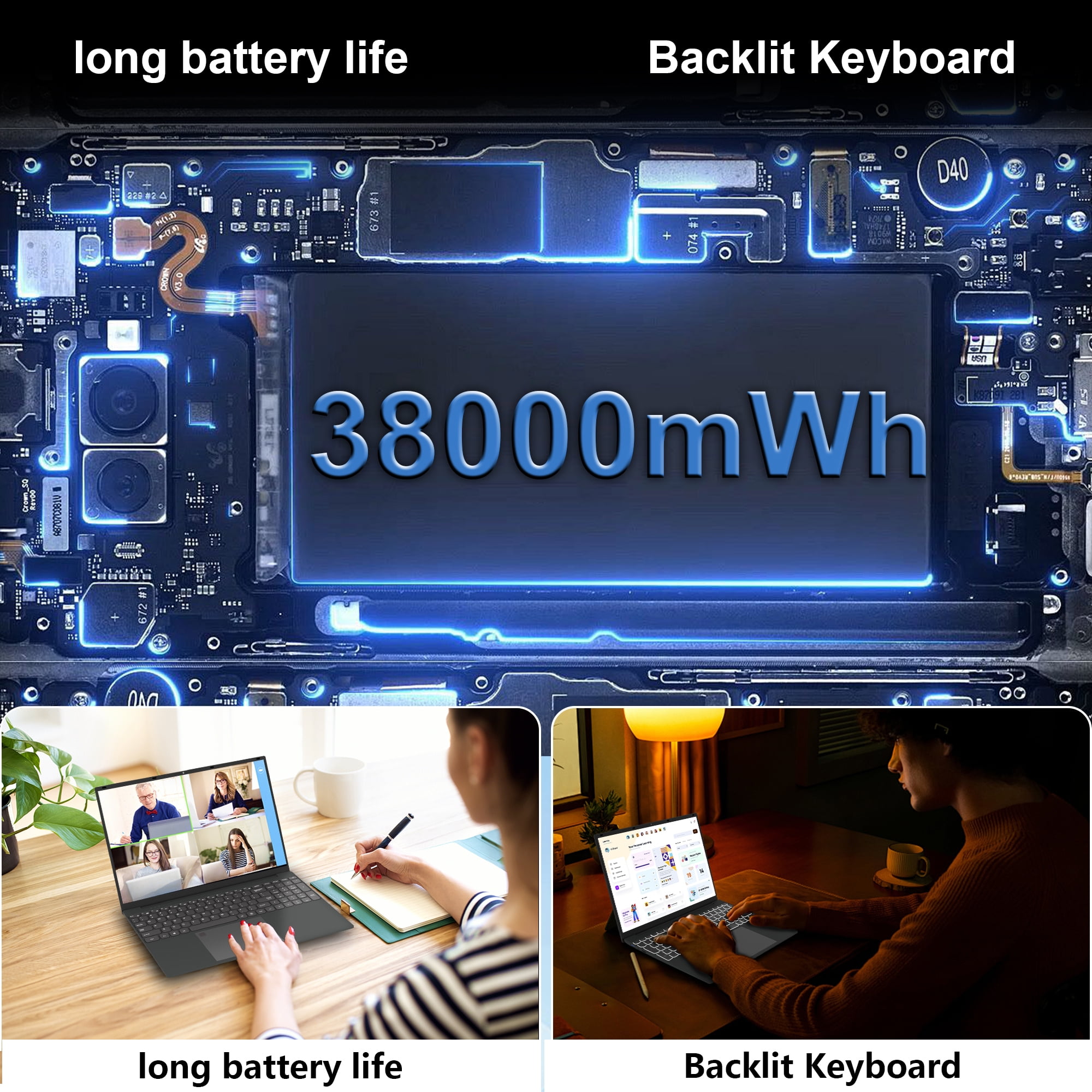 SANPTENT 16 inch 1920x1200 IPS FHD Laptop Computer, 16GB DDR4 RAM 512GB SSD, Intel Quad-Core Alder Lake N95, UHD Graphics, Wi-Fi, Bluetooth, Backlit Keyboard, Fingerprint, Windows 11 Pro
