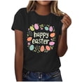 thumbnail image 3 of Maqroz Happy Easter Shirt for Women Cute Easter Eggs Graphic Tees Round Neck Short Sleeve T-shirt Casual Loose Tops, 3 of 7