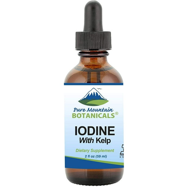 Liquid Iodine with Organic Kelp Kosher Vegan Herbal Supplements Brown