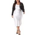 thumbnail image 2 of Agnes Orinda Women's Plus Size Mother's Day Sheer Floral Lace Shrug Open Front Crop Cardigan Black 1X, 2 of 6