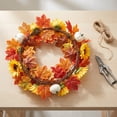 thumbnail image 6 of FeiFu Artificial Autumn Maple Leaf Vine Garland Fall Hanging Decor with Pumpkin for Thanksgiving Home Wall Door Fireplace Decoration, Guirnalda de Otoño Artificial, 6 of 7