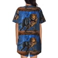 thumbnail image 6 of Goofa Starry Night Charging Dinosaur for Womens Cotton 2 Piece Pajamas Set Classic Short Sleeve Pjs Set Soft Button Down Sleepwear Loungewear-XX-Large, 6 of 7