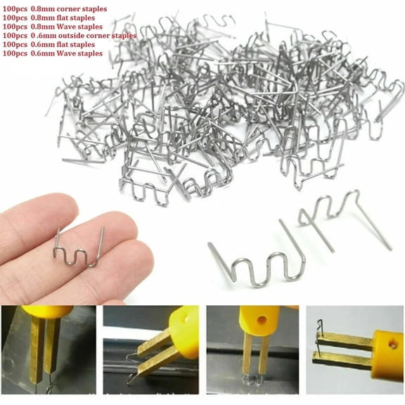 Miuline 600PCS Welding Rods Hot Staple Repair Machine Welding Hot Stapler Car Auto Bumper Repair Pre Cut Wave Staples 0.8 0.6 mm