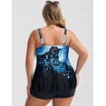 thumbnail image 2 of Traje de baño de dos piezas Hanna Nikole, talla grande, flores azules, 2 of 5