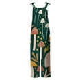 thumbnail image 4 of Usmixi Jumpsuits for Women Casual Loose Lightweight Cotton Linen Adjustable Strap Wide Leg Baggy Long Jumpsuits Overalls Summer Formal Plants Print Round Neck Sleeveless Maxi Rompers Green xxl, 4 of 4
