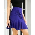 thumbnail image 4 of HA-EMORE Women High Waisted Skirts Elegant Pleated Ruffle Flare Swing Sexy Pencil Mini Skirt, 4 of 9