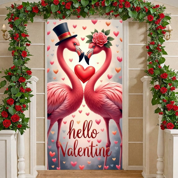 Colorful Parrot Love Banner Heart Balloons Parrot Display Romantic Valentine Theme Heart Backdrop for Valentine's Day Party Anniversary Celebration Romantic Date