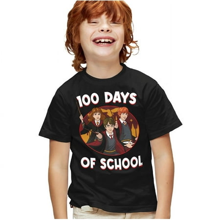 Harry Potter 100 Days of School Kids T Shirt for Youth Boys and Girls, Black, X-Small