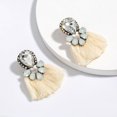 thumbnail image 5 of Opolski Women Exaggerated Water Drop Rhinestone Fan Shape Tassel Stud Earrings Jewelry, 5 of 8