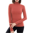 thumbnail image 2 of Qulqfy Long Sleeve Tops for Women Red Turtleneck Fleece Lined Undershirt Thermal Fitted Shirts for Women, 2 of 8