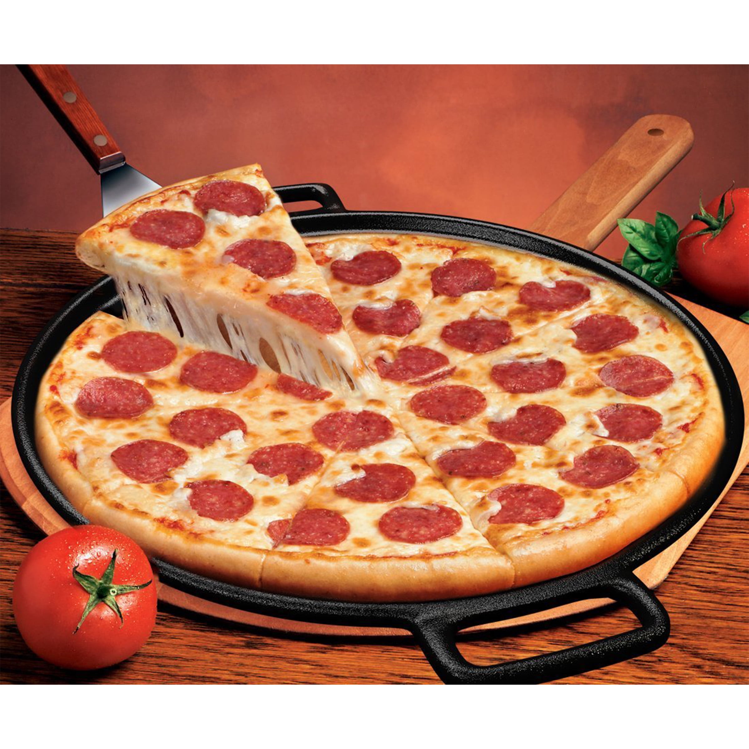 Legend Cast iron Pizza Pan  14” Steel Pizza Cooker with Easy Grip