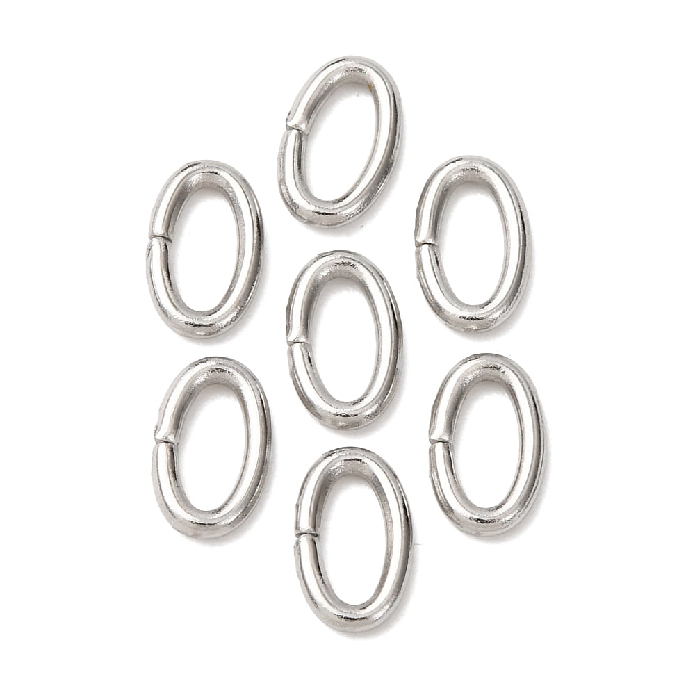 Resistant 304 Stainless Steel Open Jump Rings Oval Stainless Steel Color 8x5x1.2mm 17 Gauge