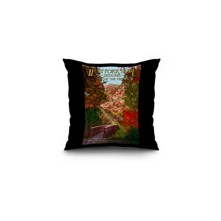 Sedona, Arizona - West Fork Trail - Call of the Canyon - Pathway & Red Rocks - Fall - Lantern Press Artwork (16x16 Spun Polyester Pillow, Black (Best Trails At Red Rock Canyon)