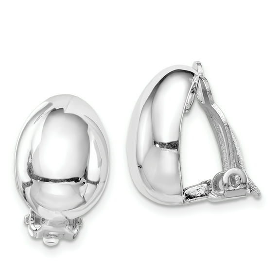 Primal Silver Sterling Silver Rhodium-plated Oval Clip On Earrings