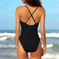 thumbnail image 4 of Ounisa Womens Sleeveless One Piece Swimsuit Spaghetti Strap Ruched Drawstring Padded Slim Fit Summer Beach Swimwear S-2XL, 4 of 7