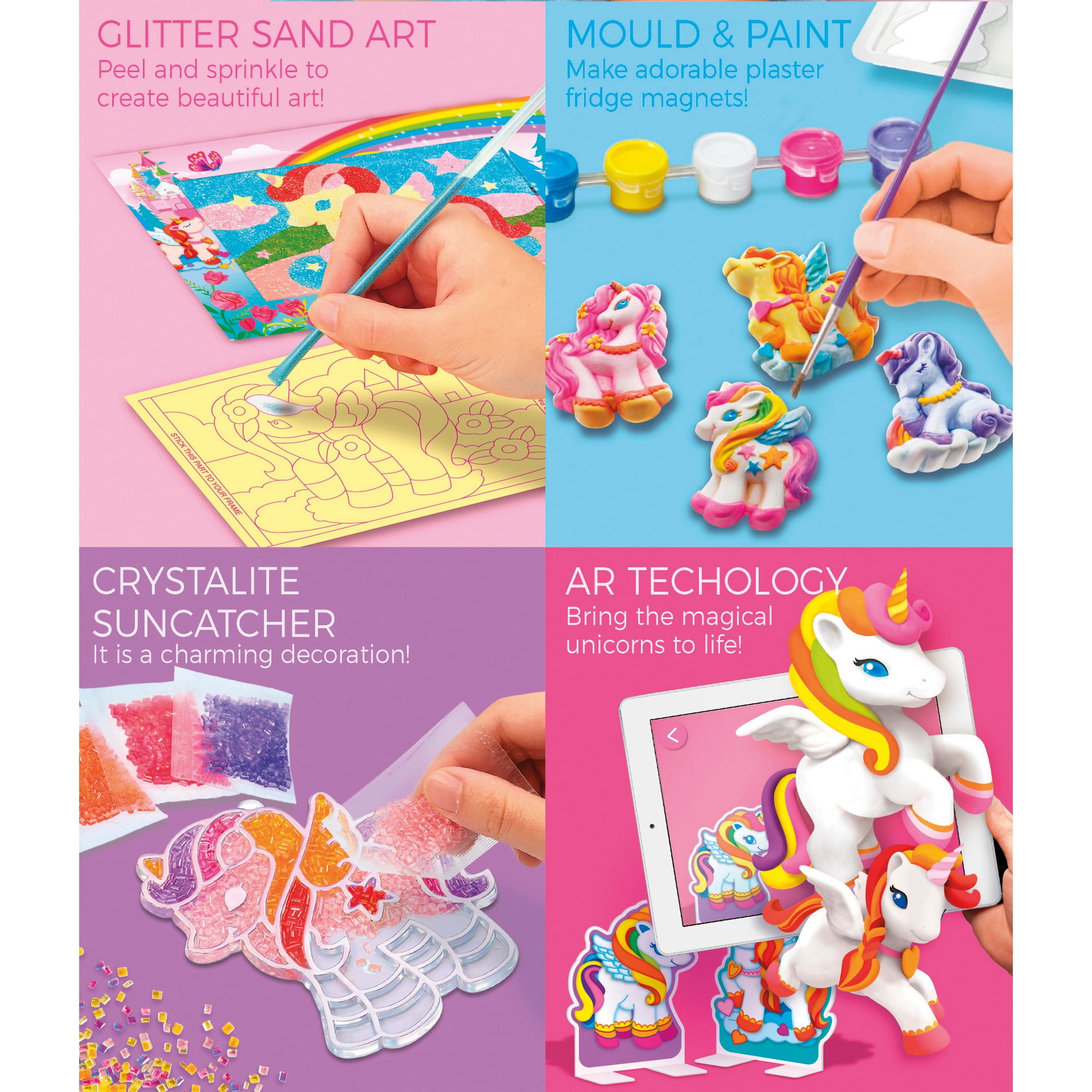 3 x Glitter per bambini MOSAIC ART CRAFT SET PRINCIPESSA Unicorn Castello Creative 