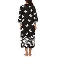 thumbnail image 4 of Ekouaer Women Zipper Robe 3/4 Sleeves Loungewear Dress Full Length Sleepwear Pockets Housecoat Nightgown Long Bathrobe, 4 of 5