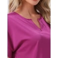 thumbnail image 6 of DARING DIVA Satin Pajamas Silky Short Sleeve V Neck Shirt Long Pant Set XL Hot Pink, 6 of 7