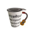 thumbnail image 1 of Taza de cerámica para notas musicales con mango de guitarra y tapa para piano, 360 ml, 1 of 2