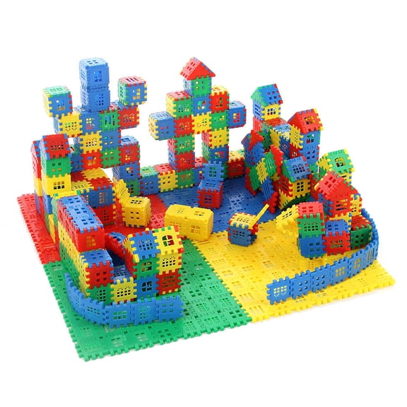 Primegos 140/160/260Pcs Kids Waffle Building Blocks Toy Toddlers Boys Girls Interlocking Blocks Construction Learning STEM Educational Toy Set
