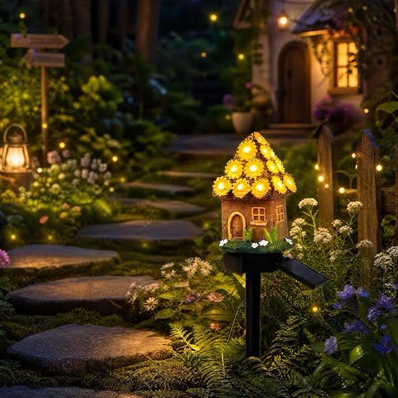 Mushroom Solar Lights Outdoor, Solar Fairy-Tale Mushroom Cottage Garden Light, Charming Fairy Tale Aesthetic, Auto On/Off Landscape Pathway Light for Lawn, Walkway, Patio, Yard(A)