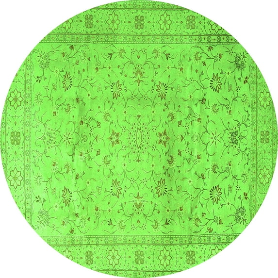 Ahgly Company Indoor Round Persian Green Traditional Area Rugs, 4' Round