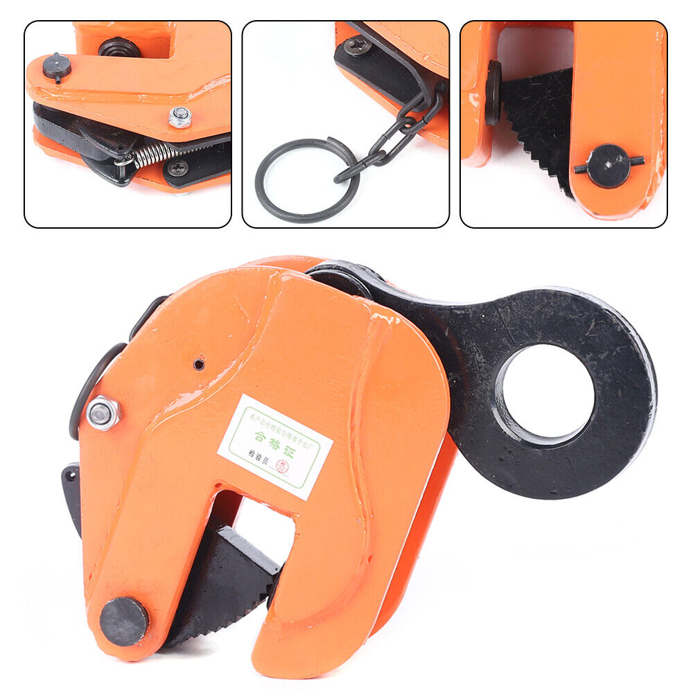 Fichiouy 3T Vertical Crane Hanging Steel Plate Clamp Heavy Duty Industrial Sheet Metal Lifting Clamp